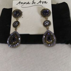 Purple and lavender crystal earrings set in gold